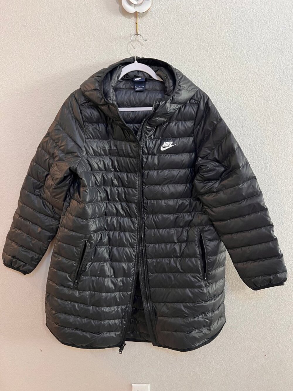 Nike Black Lightweight Packable Puffer Jacket Hooded Men's XL